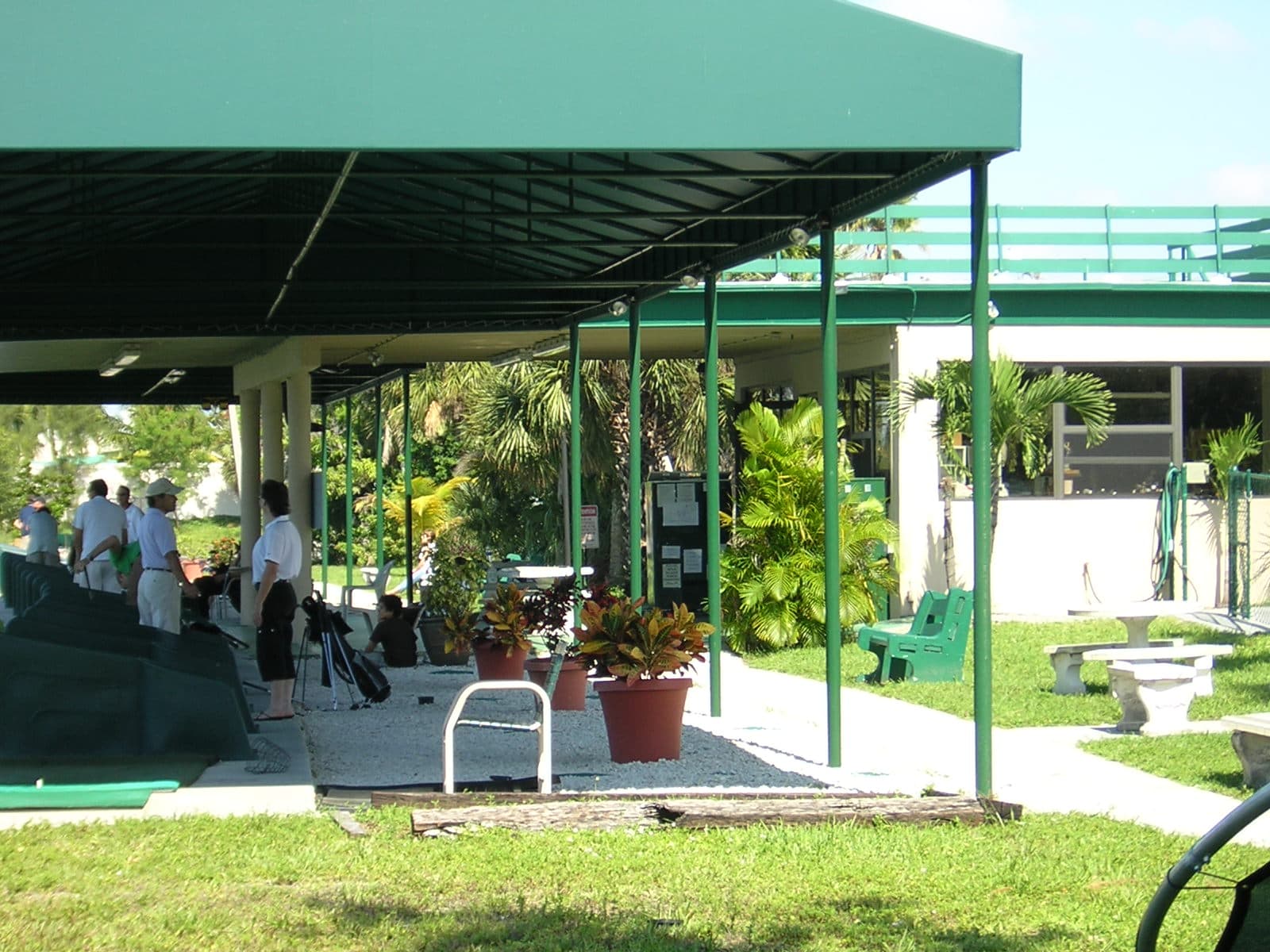 Friends enjoying an afternoon in Aqua Golf’s covered bays